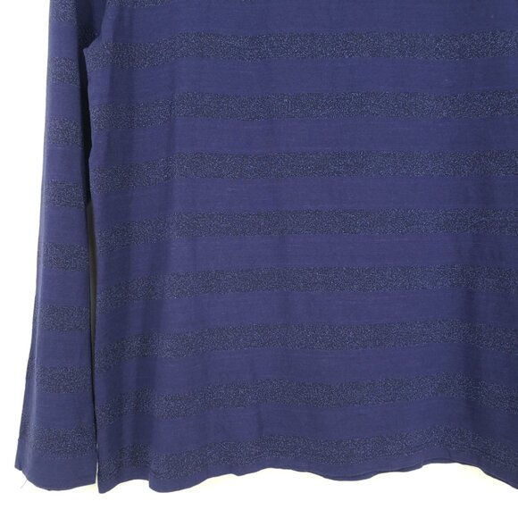 3/$25 Talbots Metallic Striped Top MP Long Sleeves Casual Blue - Picture 5 of 8
